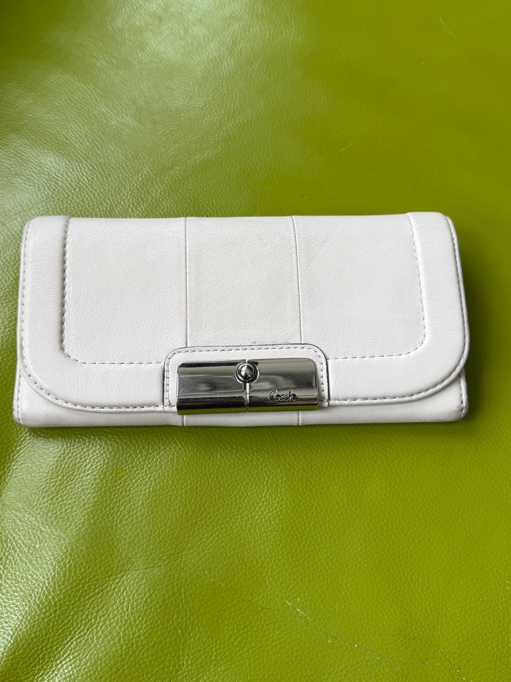 Coach White Leather Kristen Continental Wallet -